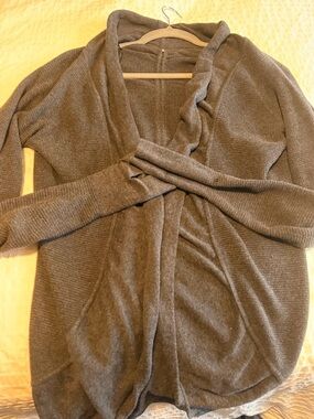 CALIA by Carrie Underwood Heather Gray Open-Front Shawl Collar Cardigan